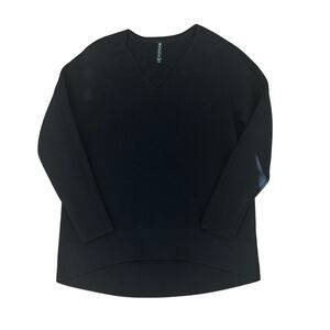 Athleta Black Cable Knit Sweater V Neck Size Medium